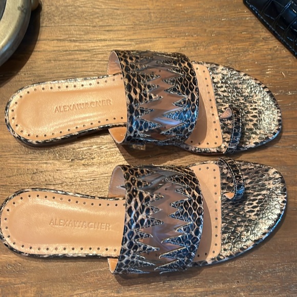 Alexa Wagner Snakeskin Flat Sandals - Picture 3 of 12
